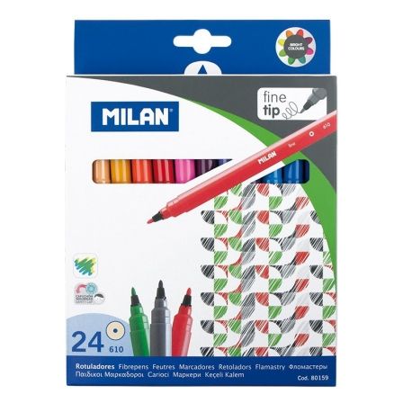 MILAN Estuche de 24 Rotuladores de Punta Fina 2 mm